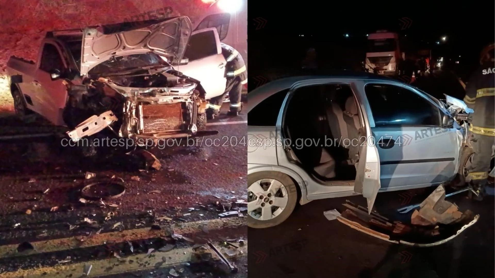 COLISÃO FRONTAL ENTRE CARRO E PICAPE DEIXA MOTORISTA EM ESTADO GRAVE NA SP-294, EM FLÓRIDA PAULISTA