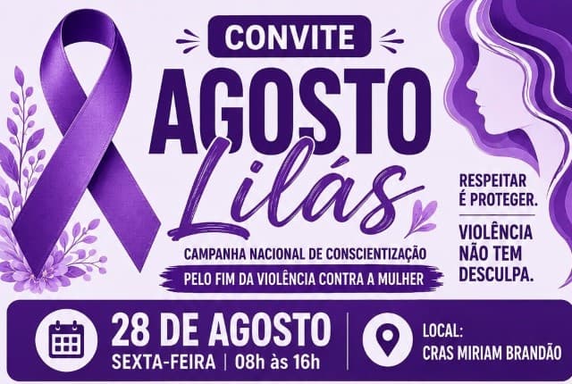 Agosto Lilás: Prefeitura reforça ações de combate à violência contra a mulher