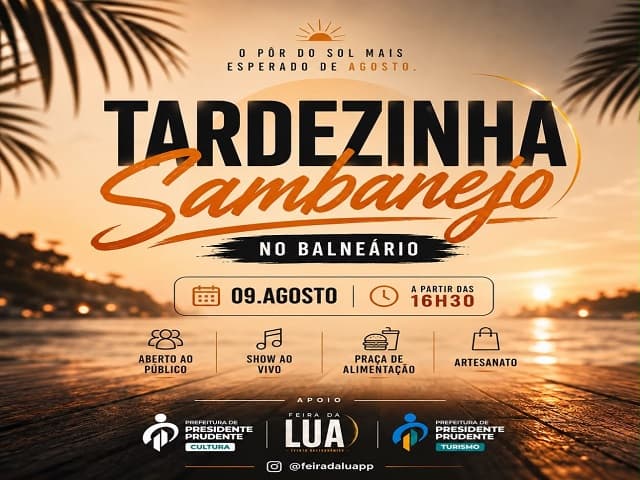 FEIRA DA LUA E PREFEITURA DE PRUDENTE REALIZAM “TARDEZINHA SAMBANEJO” NO BALNEÁRIO DA AMIZADE
